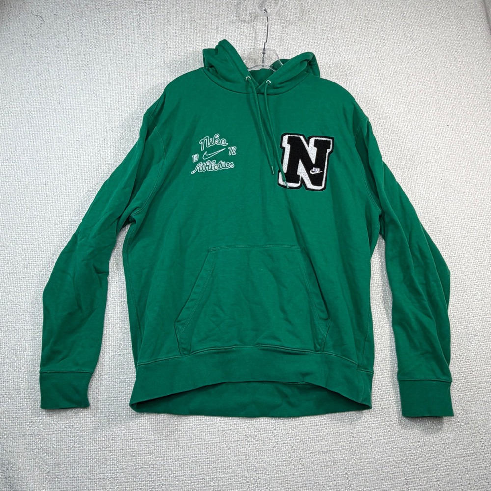 Nike Athletics 1972 Green Pullover Hoodie Chenille Patch Mens Large L
